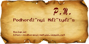 Podhorányi Mátyás névjegykártya
