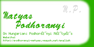 matyas podhoranyi business card